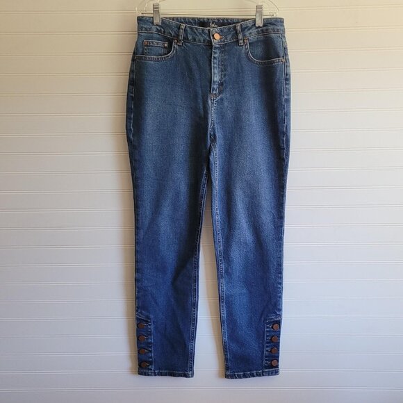 Boden Jeans Womens Size 6 Blue The Chester Straight Metal Button Detail - Picture 1 of 7